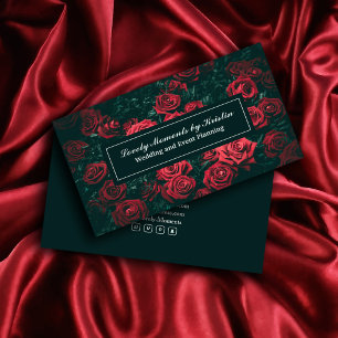 Elegant red flowers shop business card