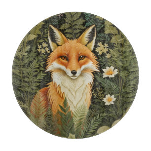 Elegant Red Fox And Green Foliage Cutting Board