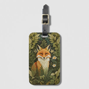 Elegant Red Fox And Green Foliage Luggage Tag