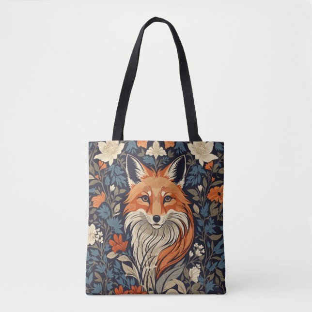 Elegant Red Fox Face Woodland Wildlife Tote Bag (Front)