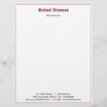 Elegant Red Framed - Your Name Profession Address Letterhead<br><div class="desc">Your Colours Elegant Simple Personalized Name Profession Address Contact Information Personal / Business Modern Letterhead - Add Your Name - Company / Profession - Title / Address / Contact Information - Phone / E-mail / Website / more - or Remove - Choose / add your favourite Colours / Font -...</div>
