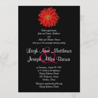Elegant Red Gerber Daisy Wedding Invitation