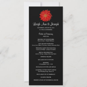 Elegant Red Gerber Daisy Wedding Program