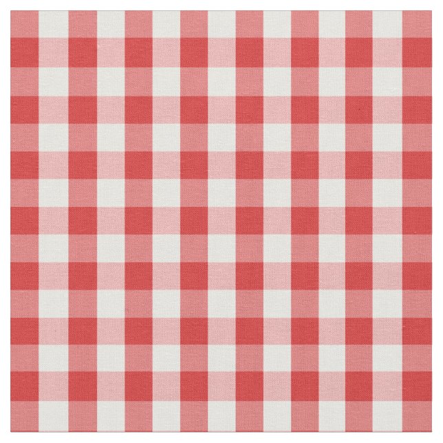 Elegant Red Gingham Pattern Fabric (Close Up)