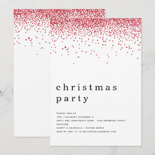 Elegant Red Glitter Christmas Party Invitation