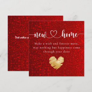 Elegant Red Glitter New Home Housewarming Card