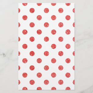 Elegant Red Glitter Polka Dots Pattern Stationery