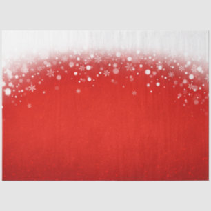 Elegant Red Glitter White Snowflakes Christmas  Tissue Paper