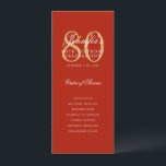 Elegant Red Gold 80th Birthday Program Menu<br><div class="desc">Elegant "Birthday Party Program" design with a sophisticated script typography w/ custom text.</div>