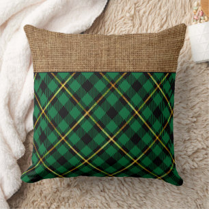 Elegant Red Gold Buffalo Check Tartan Pattern Throw Pillow