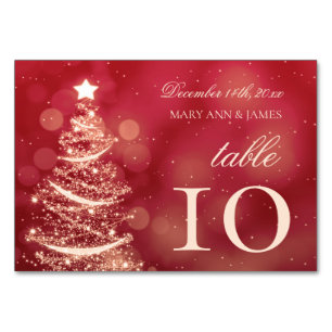 Elegant Red & Gold Christmas Table Number