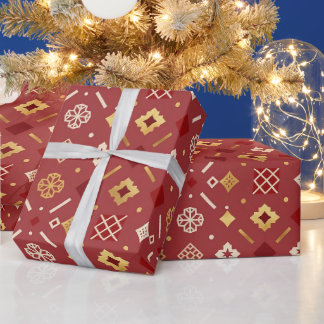 Elegant Red & Gold Christmas Wrapping Paper
