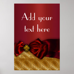 Elegant Red Gold Damask Poster