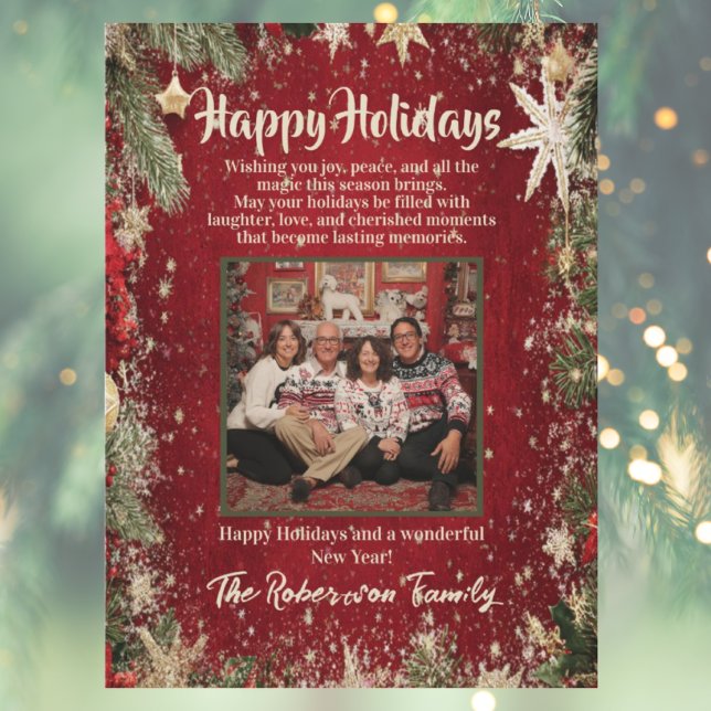 Elegant Red & Gold Family Photo Holiday (Creator Uploaded)