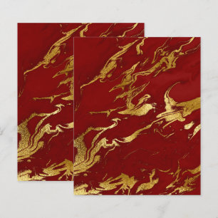 Elegant Red Gold Faux Marble Scrapbook Paper