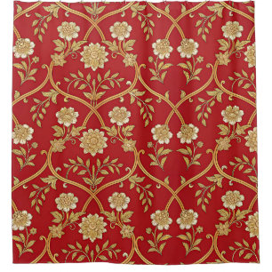 Elegant Red Gold Floral Lattice