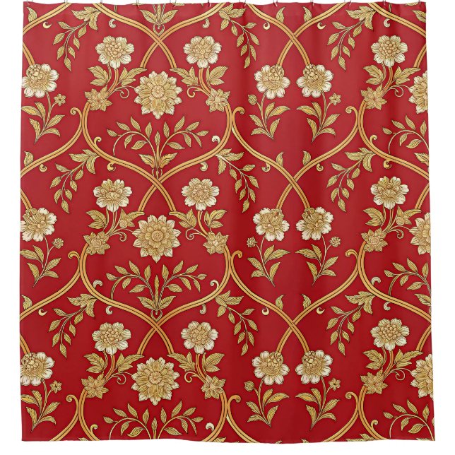 Elegant Red Gold Floral Lattice (Front)