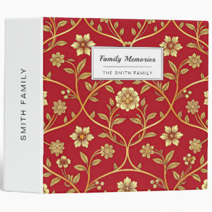 Elegant Red Gold Floral Lattice (2) Binder