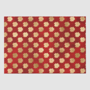 Elegant red gold foil poinsettias pattern holiday tissue paper