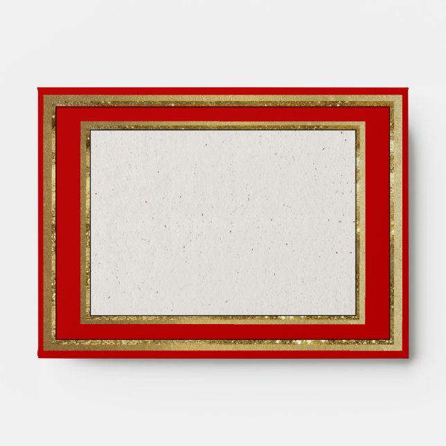 Elegant Red & Gold Frame Luxury Gold Lined 4x6" Envelope (Front)