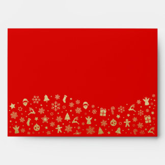 Elegant Red Gold Glitter Christmas Snowflake Santa Envelope
