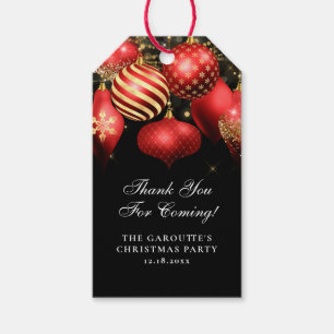 Elegant Red Gold Ornaments Christmas Party Gift Tags