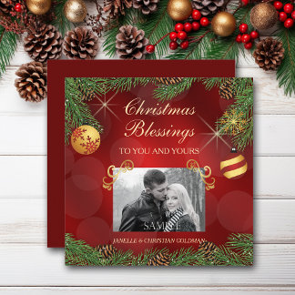 Elegant Red Gold Photo Template Christmas