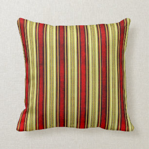 Elegant Red & Gold Striped Throw PIllow