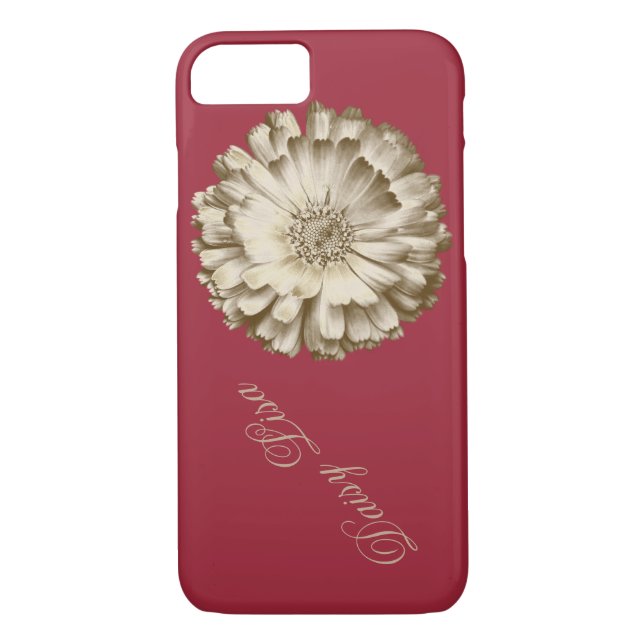 Elegant Red Gold sunflower Personalized name Case-Mate iPhone Case (Back)