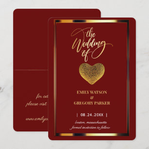 Elegant Red, Golden Frame Wedding Save the Date