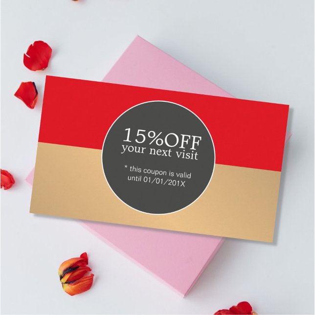 Élégant Red Golden Stripes Coupon de beauté (Créateur téléchargé)