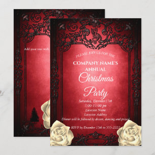 Elegant red Gothic Christmas party invitation 