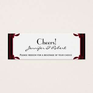 Elegant Red Gothic Frame Wedding Drink Ticket