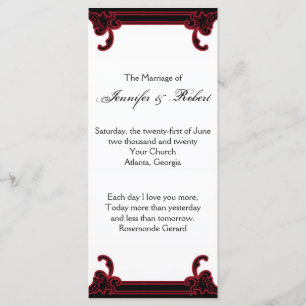 Elegant Red Gothic Frame Wedding Program
