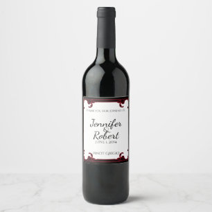 Elegant Red Gothic Frame Wedding Wine Label