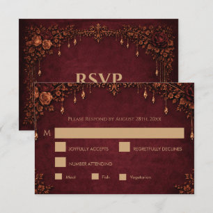 Elegant red gothic halloween Wedding RSVP Card