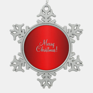 Elegant Red Gradient w Text of Choice Snowflake Pewter Christmas Ornament