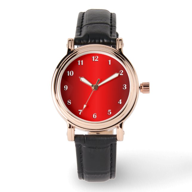 Elegant Red Gradient with White Numbers Watch (Front)