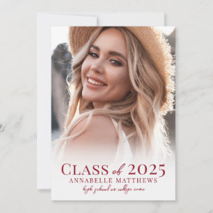 Elegant Red Graduate Photo Collage Graduation Announcement