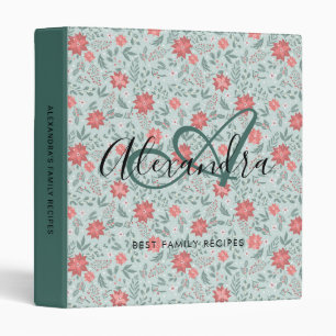 Elegant Red Green Botanical Floral Binder