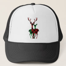 Elegant Red & Green Buffalo Plaid Reindeer Couple