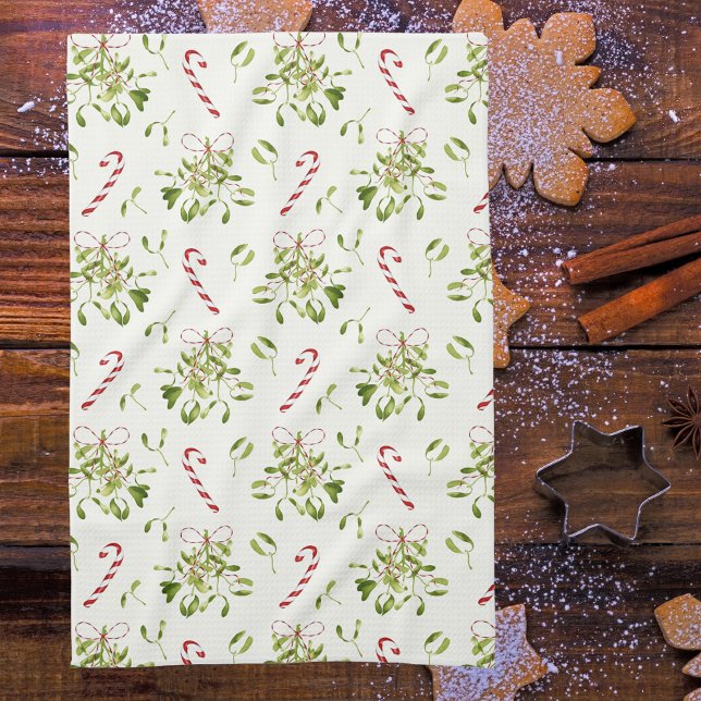 Elegant Red & Green Christmas Greenery Kitchen Towel (Creator Uploaded)