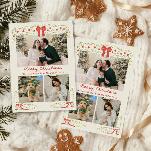 Elegant Red Green Christmas Photo Holiday Card