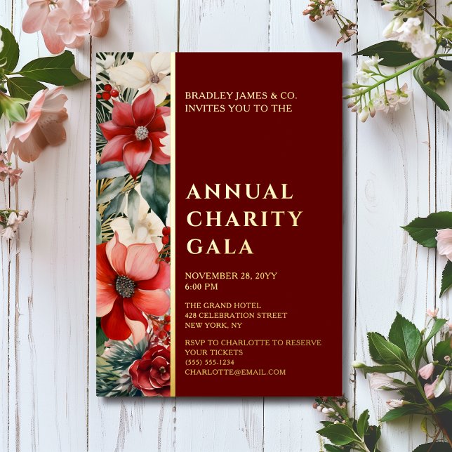 Elegant Red Green Floral Charity Event Gala Party (Creator Uploaded)