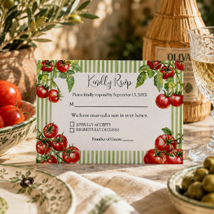 Elegant Red & Green Italian Wedding RSVP Card