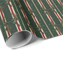 Elegant Red Green Striped Bows Holiday 