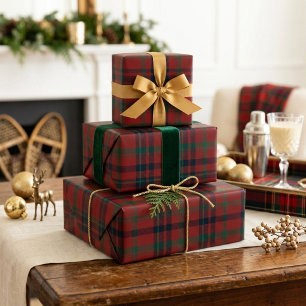 Elegant Red Green Tartan Plaid Classic Christmas Wrapping Paper