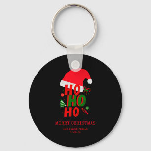 Elegant Red Green White Merry Christmas T Shirt Keychain