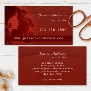 Elegant Red Hair Salon Business Card