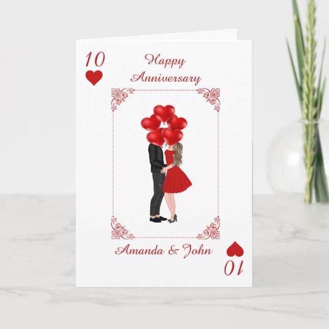 Elégant Red Happy Anniversaire Carte personnalisée (Devant)